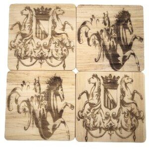 4" Wood Coasters Laser Engraved. Victorian Style